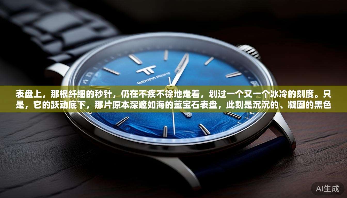 表盘上，那根纤细的秒针，仍在不疾不徐地走着，划过一个又一个冰冷的刻度。只是，它的跃动底下，那片原本深邃如海的蓝宝石表盘，此刻是沉沉的、凝固的黑色。这枚TP手表，冷了